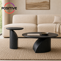 Ensemble de tables basses rondes noires modernes, style minimaliste italien, pour salon, appartement, hôtel, vente en gros, OEM, ODM