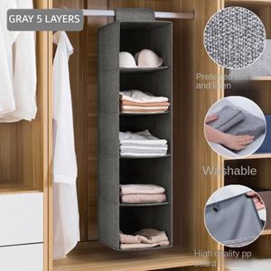 Organisateur de placard suspendu en tissu non tissé multicouche, sacs de rangement pour armoire, capacité 6-10L, installation par crochet pour accrocher - Product Image 6