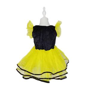 Costume d'abeille rayé noir et jaune MS avec ailes de fée et jupe tutu pour filles, robe de princesse fantaisie pour Halloween, tenue de scène imprimée pour enfants - Product Image 5