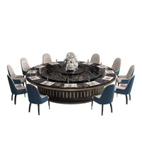 Table à manger ronde électrique moderne et légère de luxe, idéale pour 12 personnes, grande famille ou hôtel