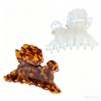 Pinza para el pelo de acetato con diseño de cachorro 3D, de lujo y versátil, tipo tiburón, exquisita, para cola de caballo alta y peinados recogidos, accesorio para el pelo para mujer