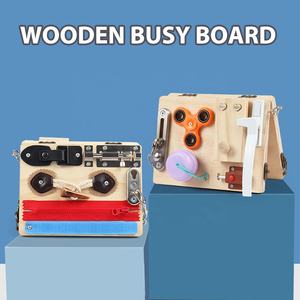 Tablero de madera Montessori para niños, tablero de actividades sensoriales de madera, juguete Montessori para bebés, con interruptor de tablero, con Motor fino - Product Image 2