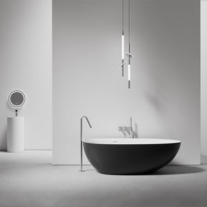 Baignoire autoportante moderne Maydon Baignoire ovale élégante en surface solide blanc mat Salle de bain tendance Design Pierre artificielle - Product Image 4