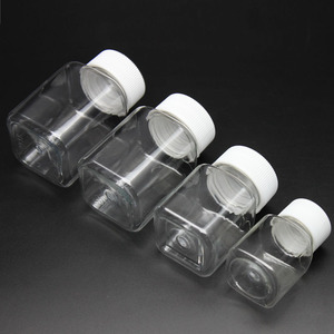 Botellas de muestra Pet Square de 60ml, 80ml y 100ml con tapa de rosca para envasado general - Product Image 1