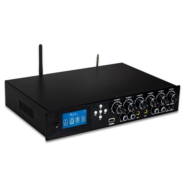 TL-JX600-6 6 Zone Multi Channel Audio Amplifier  USB FM Radio Echo for Dual Wireless Microphone Wholesale Factory