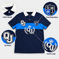 Chemise Homme Style Collège Vintage Bleu Marine Broderie Personnalisée OEM ODM Patch Logo Personnalisé Broderie Color Block Preppy