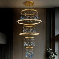 Lustre de plafond en cristal K9 moderne et luxueux pour hall d'hôtel, villa, salon, loft, escalier, lustre rond en forme d'anneau, luminaire suspendu