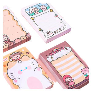 Custom Cartoon Cat Girl <b>Sticky</b> <b>Note</b> Pad Private Label Stationery with Self-Adhesive Feature - Product Image 1