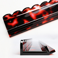 Règle de Mahjong en Acrylique Rouge Effet Écaille de Tortue, Style Vague Magnétique, Imprimé Léopard, 1 Ensemble de 4 pour le Divertissement