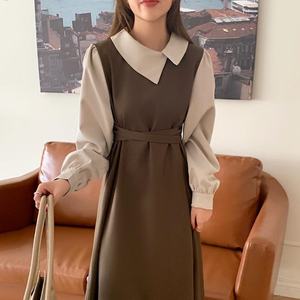 Robe coréenne élégante à col rond pour femme, ensemble deux pièces plissé, rajeunissant et durable, pour une allure jeune et élégante - Product Image 2