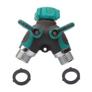 YOD, raccord <span class=keywords><strong>rapide</strong></span> à deux voies forgé sur mesure, surface lisse, séparateur de <span class=keywords><strong>tuyau</strong></span> d'<span class=keywords><strong>arrosage</strong></span>, vannes d'arrêt indépendantes, pivotant à 360 degrés, 3 ans - Product Image 1