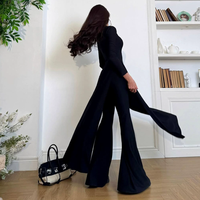 GHY6338 2025 Vêtements Offre Spéciale pour femmes Robe fendue à manches longues et pantalon évasé Ensembles deux pièces