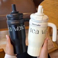 Termo de plástico ecológico portátil de gran capacidad, taza de café de celebridad de Internet para estudiantes, mango de oficina avanzado Simple