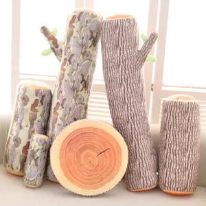 Cojín creativo de madera para apilar árboles, almohada de tela, muñeco de juguete de felpa súper suave