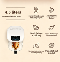 Friteuse à vapeur multifonctionnelle 6L, four vapeur avec cuve en verre, friteuse électrique à cycle thermique 360 degrés, cuisson sans retourner