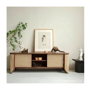Nordic style living room furniture pure natural rattan modern rattan tv cabinet