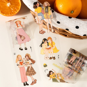 1 rollo de cinta decorativa DIY con forma de personajes de la serie Girls' Series con aroma a naranja para Bullet Journals - Product Image 4