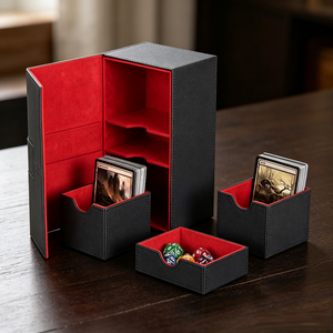 Boîte de rangement double compartiment personnalisée en gros avec porte-dés et rangement pour cartes pour jeux TCG - Product Image 4
