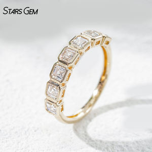 StarsGem 14K Solid <b>Gold</b> 1.25CTW Lab Grown Diamond Asscher Cut Eternity <b>Ring</b> Bezel Setting Rhodium Plated <b>Vintage</b> Classic Design - Product Image 1