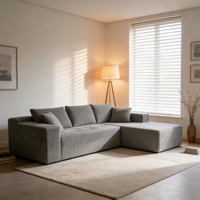 Pouf de bureau ergonomique multi-personnes, repose-pieds extensible, ottoman modulaire en L reconfigurable et rembourré pour villa