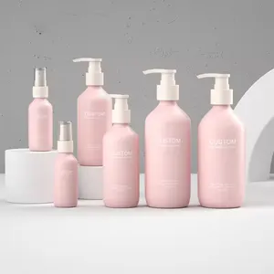 Garrafa redonda para shampoo e gel de banho PET, dispensador de cosméticos de plástico para pressão de ombro