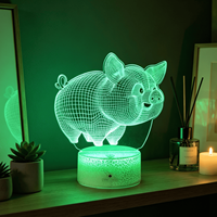 Belle Piggy 7/16 Couleur Veilleuse 3D Illusion Télécommande LED Veilleuse Pour Enfants Bébé Sommeil Veilleuse