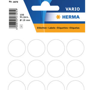 Etiquetas Autoadhesivas Blancas HERMA Paquete de 21 Etiquetas de Papel de 19 mm de Diámetro 20 Etiquetas por Hoja Modelo 1870 - Product Image 2