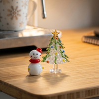 Handgefertigte Murano-Glas Weihnachtsornamente Weihnachtsmann Baum Rentier Figuren Set Festliche Tischdekoration