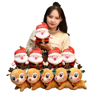 Factory Price 20cm 30cm Santa Elk Doll Plush Toy Reindeer Doll Christmas Gift Event Crane Machine toys For Kids