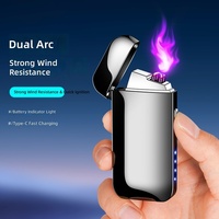 Briquet Électrique Métallique Coupe-Vent à Double Arc JL669, Recharge Type-C, Affichage Intelligent du Niveau de Batterie, Design Minimaliste Moderne pour Affaires