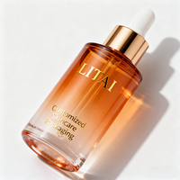 Flacon compte-gouttes en verre à épaulement plat dégradé en or pour huile essentielle sérum 20ml 30ml 40ml 50ml 60ml emballage cosmétique personnalisé