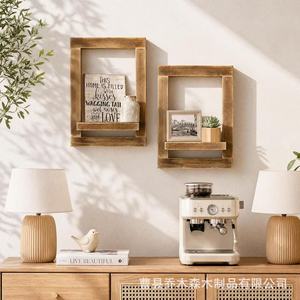 Wooden Square Wall <b>Shelf</b> Solid Wood Floating Display <b>Rack</b> For Home Decor Vase Plant Holder Living Room Storage - Product Image 2
