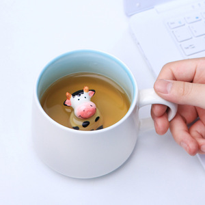 Taza de cerámica Sanhui 3D con figura animal adorable en el interior para uso en la oficina, el hogar, desayuno, café, té, regalo. - Product Image 4