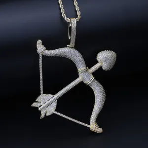 Pendentif en forme de flèche d'amour <span class=keywords><strong>Cupidon</strong></span>, design le plus récent, micro-zircon, bijoux en or, pendentif glacé pour la Saint-Valentin - Product Image 1