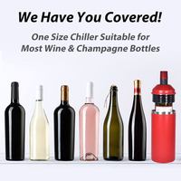 Porte-canette en acier inoxydable avec logo personnalisé, 25 oz, revêtement en poudre, refroidisseur à vin, adapté à la plupart des bouteilles de vin et de champagne