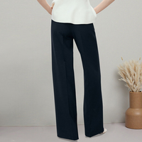 Pantalon de banlieue droit taille haute pour femmes avec fermeture éclair décontracté formel Joker Style poche décontracté jean à glissière