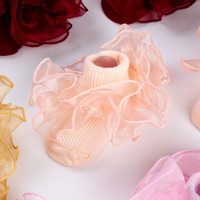 Chaussettes de danse printanières en coton pour bébés filles, douces, en maille gazeuse, style princesse, avec dentelle et double volant