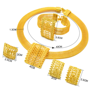 Bijoux <span class=keywords><strong>fantaisie</strong></span> en gros pour femmes, colliers de mode pour femmes, ensemble de bijoux plaqués or de haute qualité - Product Image 5
