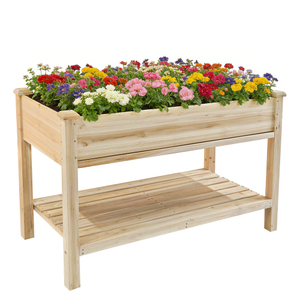 Jardinera Elevada de Madera para Jardín, Maceta para Flores y Vegetales con Estante Inferior de Almacenamiento, Envío desde Almacén en EE. UU. - Product Image 1