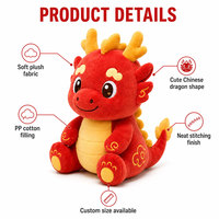 Peluche personnalisée Dragon Chinois Loong OEM, Animal en Peluche Dragon Rouge, Mascotte Douce, Vente en Gros, Cadeau de Festival pour Enfants, Direct Usine