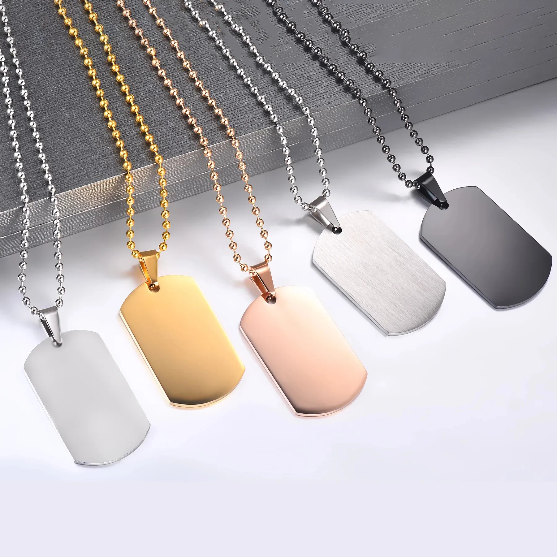 Hot Sales Customized Logo Military Metal Blank Stainless Steel Sublimation Pets ID Necklace Metal Blank Dog Tags