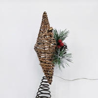 28 cm Natürlicher Stern als Baumspitze mit 20 Warmweißen LED-Lichtern Weihnachtsbaum-Spitzenstern Weihnachtsdekoration