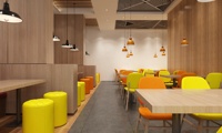 Conception 3D VR de restaurant de restauration rapide, conception de comptoir de magasin de hamburgers et de pizzas, équipement de cuisine commerciale