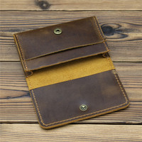 Couche supérieure du fabricant 1070 étui en cuir accordéon pour hommes bouton porte-carte en cuir de vachette pour banque de crédit porte-monnaie conducteur