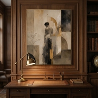 Peinture à l'huile abstraite de luxe sur toile, motif feuille d'or, peinte à la main, géométrique, taille personnalisable, tableau mural pour hôtel et villa