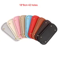 Kit de couture DIY pour sac tissé à la main Hyuna, matériau durable et tendance, plaque de fond ovale en cuir PU à motif croisé 18x8cm, vente en gros