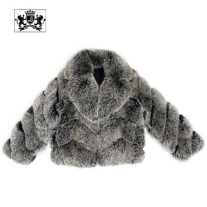 Janefur Vente du vendredi noir Veste d'hiver moelleuse en fourrure de renard grande taille <span class=keywords><strong>Manteau</strong></span> de luxe en fourrure véritable noir blanc pour femmes en gros - Product Image 4