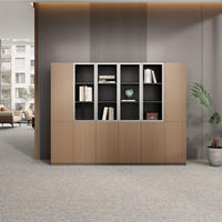Armoire de rangement de documents de bureau moderne haut de gamme, autoportante, avec compartiments ouverts/fermés mixtes, modulaire et personnalisable pour écoles et hôtels