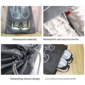 Sac à chaussures écologique en non-tissé pour le voyage et le rangement, avec cordon de serrage et logo personnalisé - Product Image 6