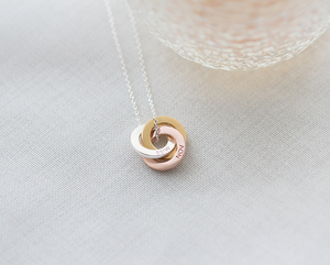 Diy Engraved Jewelry Minimalist Custom Stainless Steel Plated Gold Personalized <strong>Kids</strong> <strong>Name</strong> 3 Circle Connected Pendant <strong>Necklace</strong> - Product Image 4